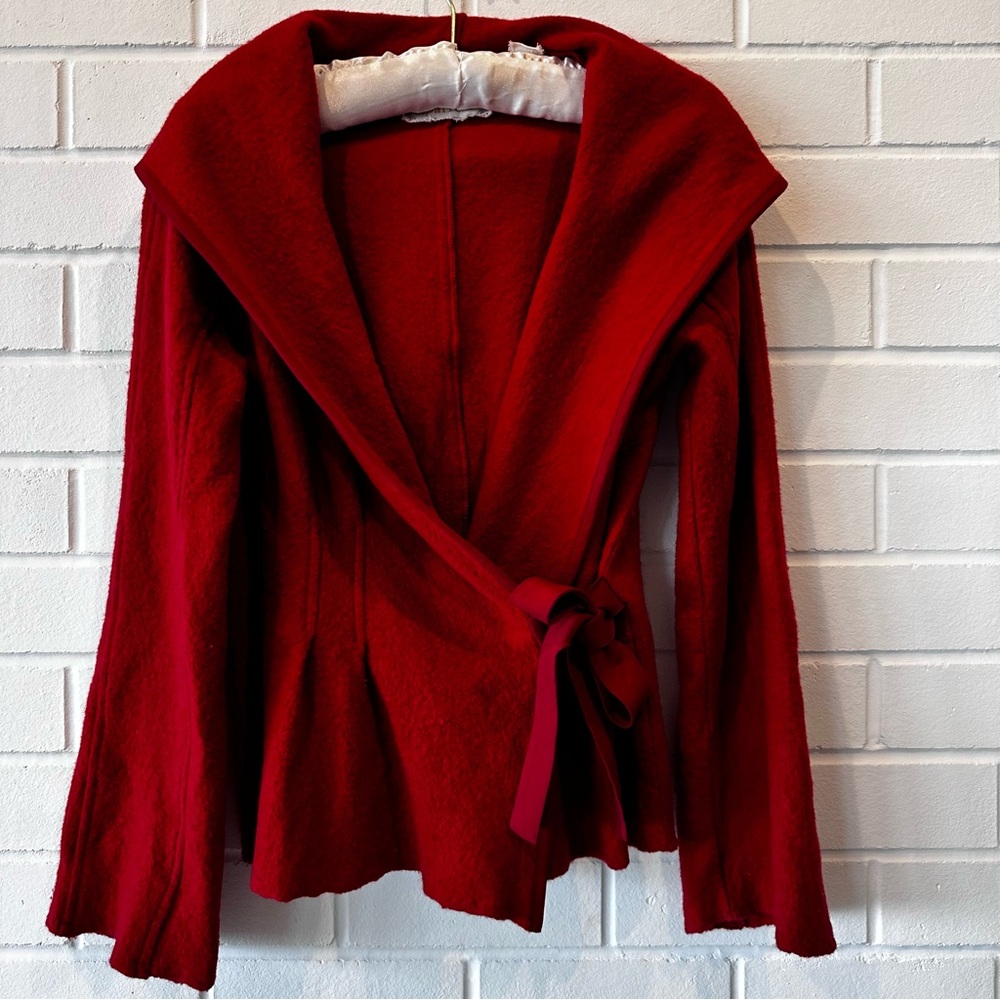 Anthropologie Sparrow tie red sweater size Small